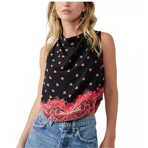 Free people Silas printed cowl neck top